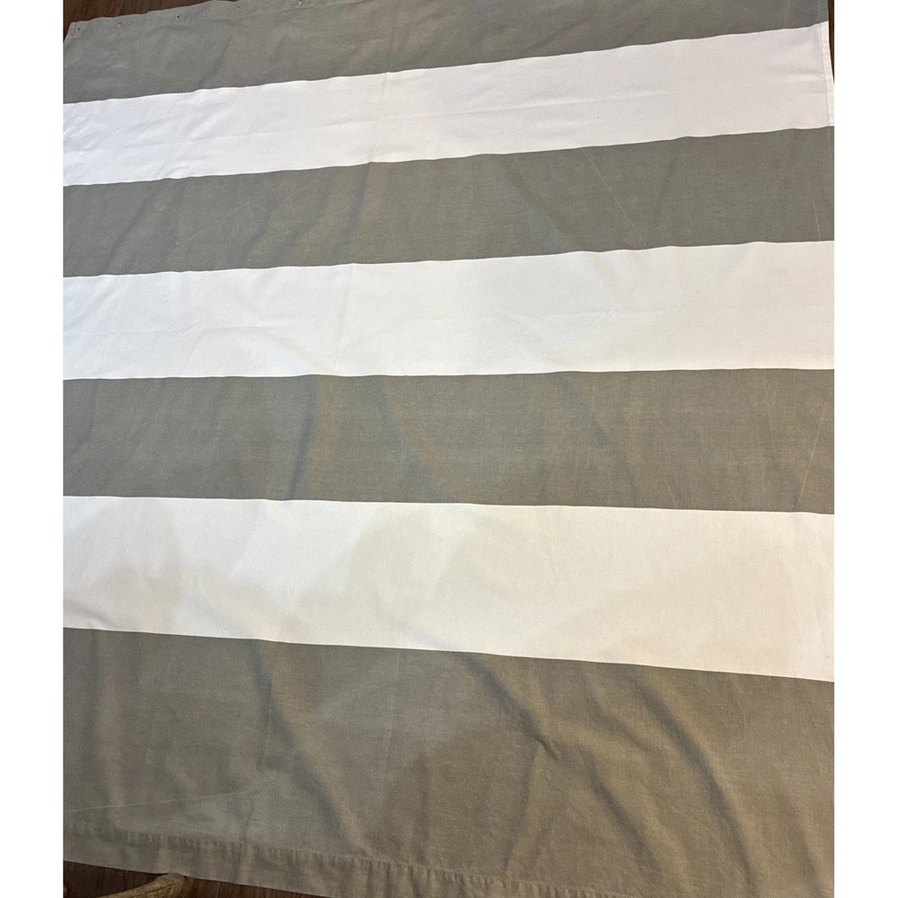 West Elm Shower Curtain 100% Cotton Gray White Large Stripes 70" X 74"